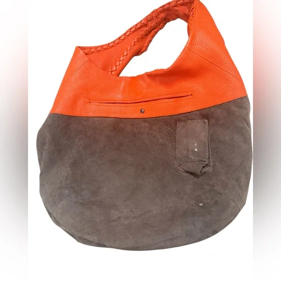 BOTTEGA VENETA 1Cervo Deerskin Large Hobo, Tangerine - Picture 9 of 14